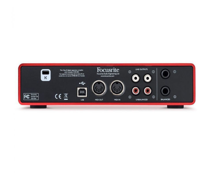 focusrite-2i4-rear Focusrite 2i4. Rear. Valenti Sonido